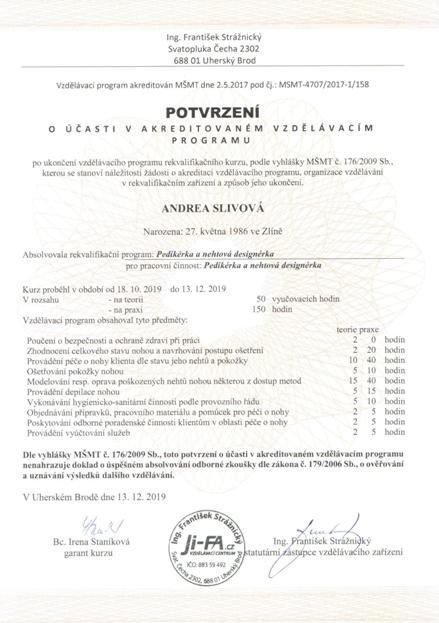 Pohled na certifikát