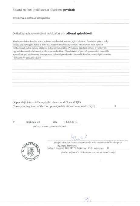 Pohled na certifikát